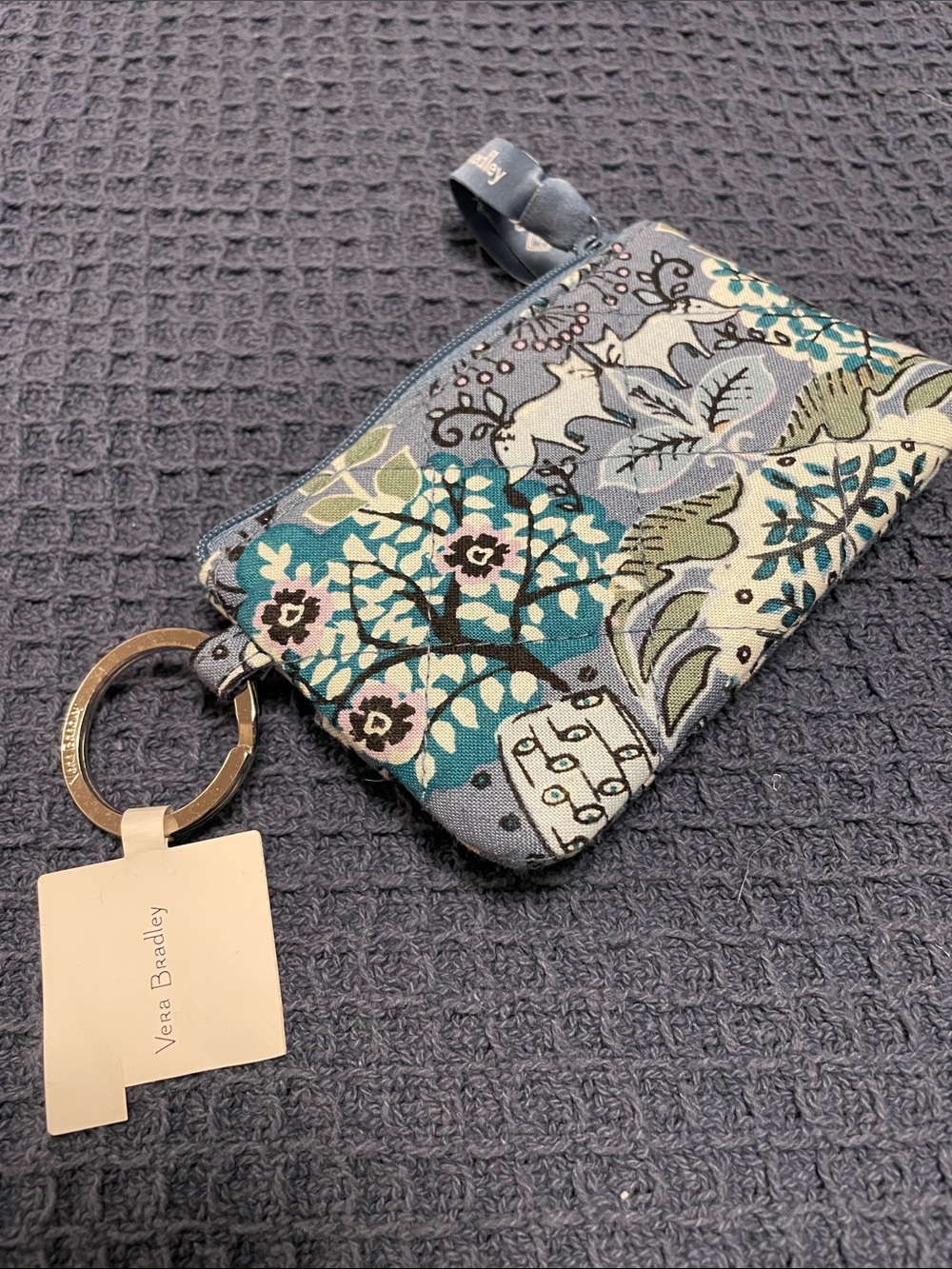 Vera Bradley Teal and Gray Floral Key & Card Holder